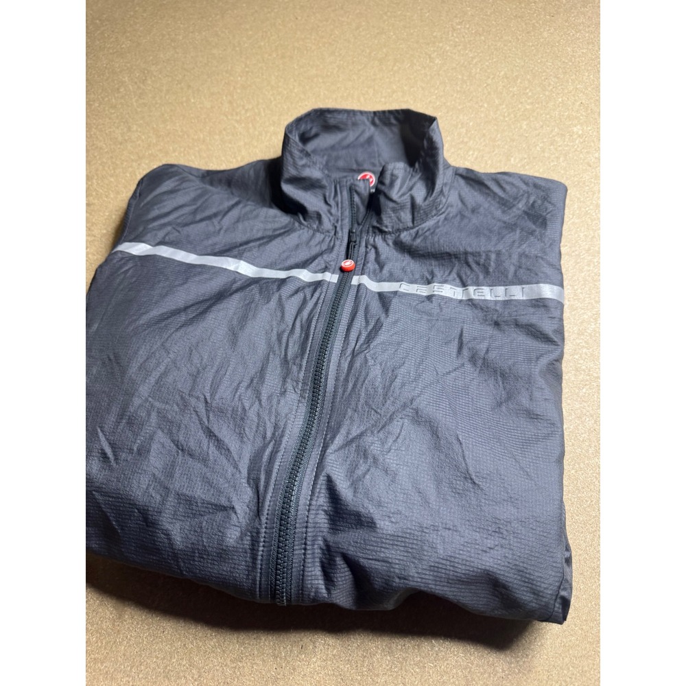Castelli Mens Cycling Jacket Gray Reflective Full Zip Windbreaker Small 2651